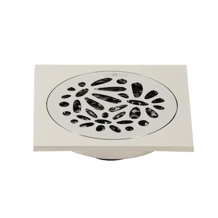 Kingston Brass BSF6360PN Watercourse Floral 4" Square Grid Shower Drain, Polished Nkl BSF6360PN